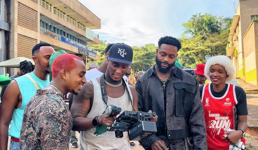 Fayzo Pro captured on set along with Kenny Sol and Nigeria's DJ Neptune